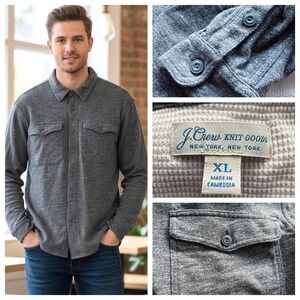 J Crew XL Gray Waffle Thermal Lined Shirt Men Shacket Workwear Gorpcore Utility